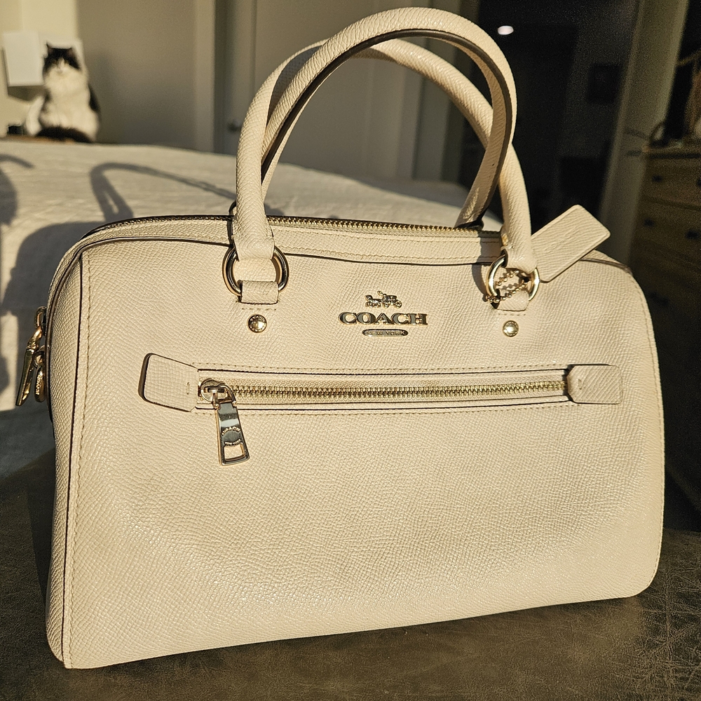 Coach Rowan Crossbody Cream Leather Satchel